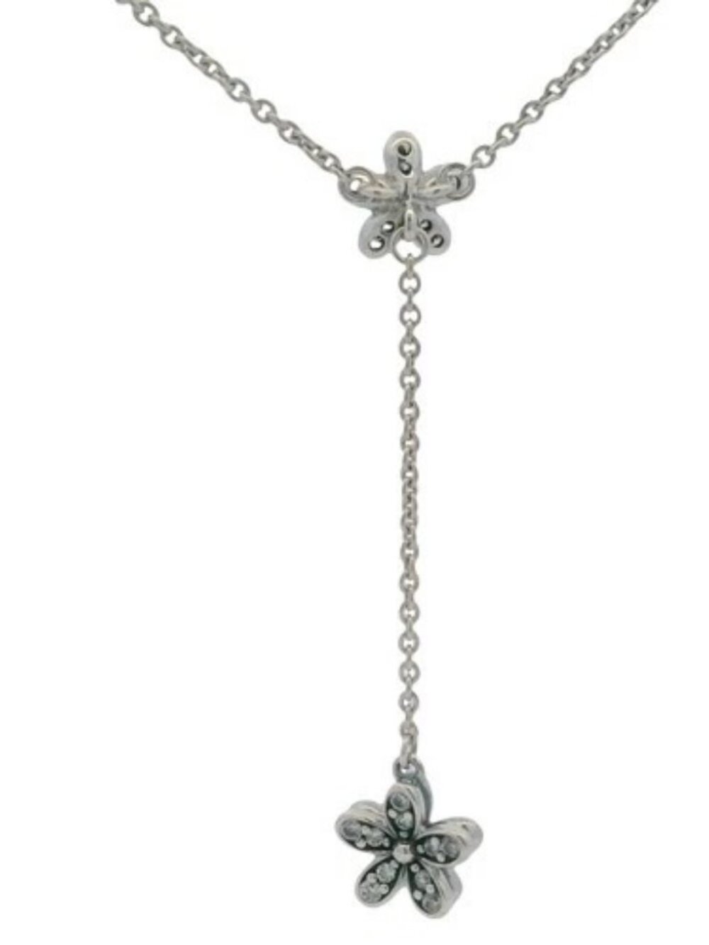 Pandora 925 Sterling Silver and CZ Dazzling Daisies Flower Lariat 23.5" Necklace - Picture 7 of 9